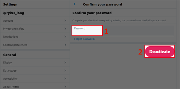 Hoàn tất việc vô hiệu hóa và xóa tài khoản Twitter trên máy tính